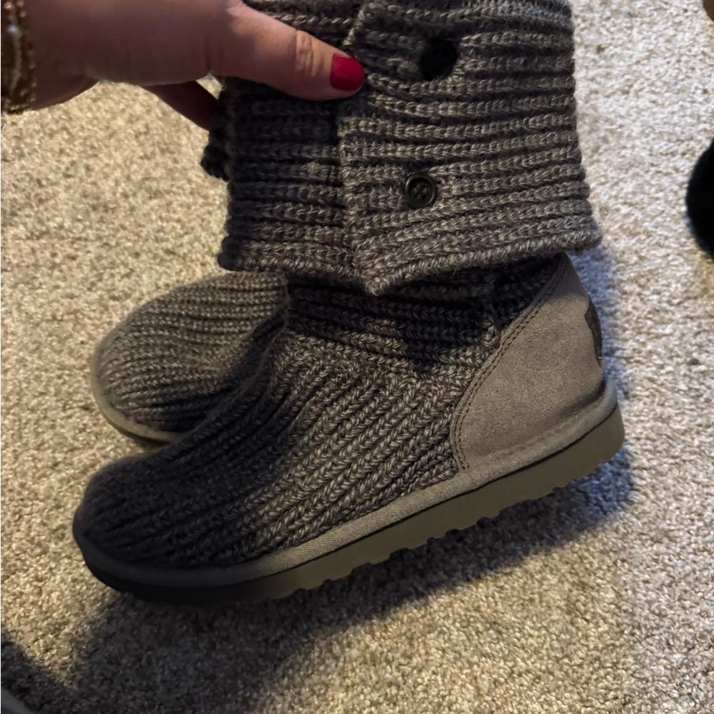 Ugg Crochet Gray Knit Boots